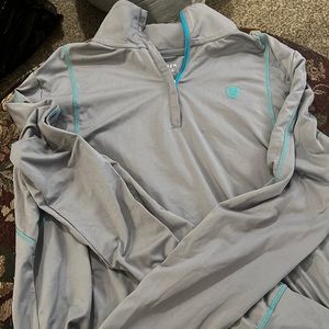 Ariat tek long sleeve shirt. Grey with blue stitching